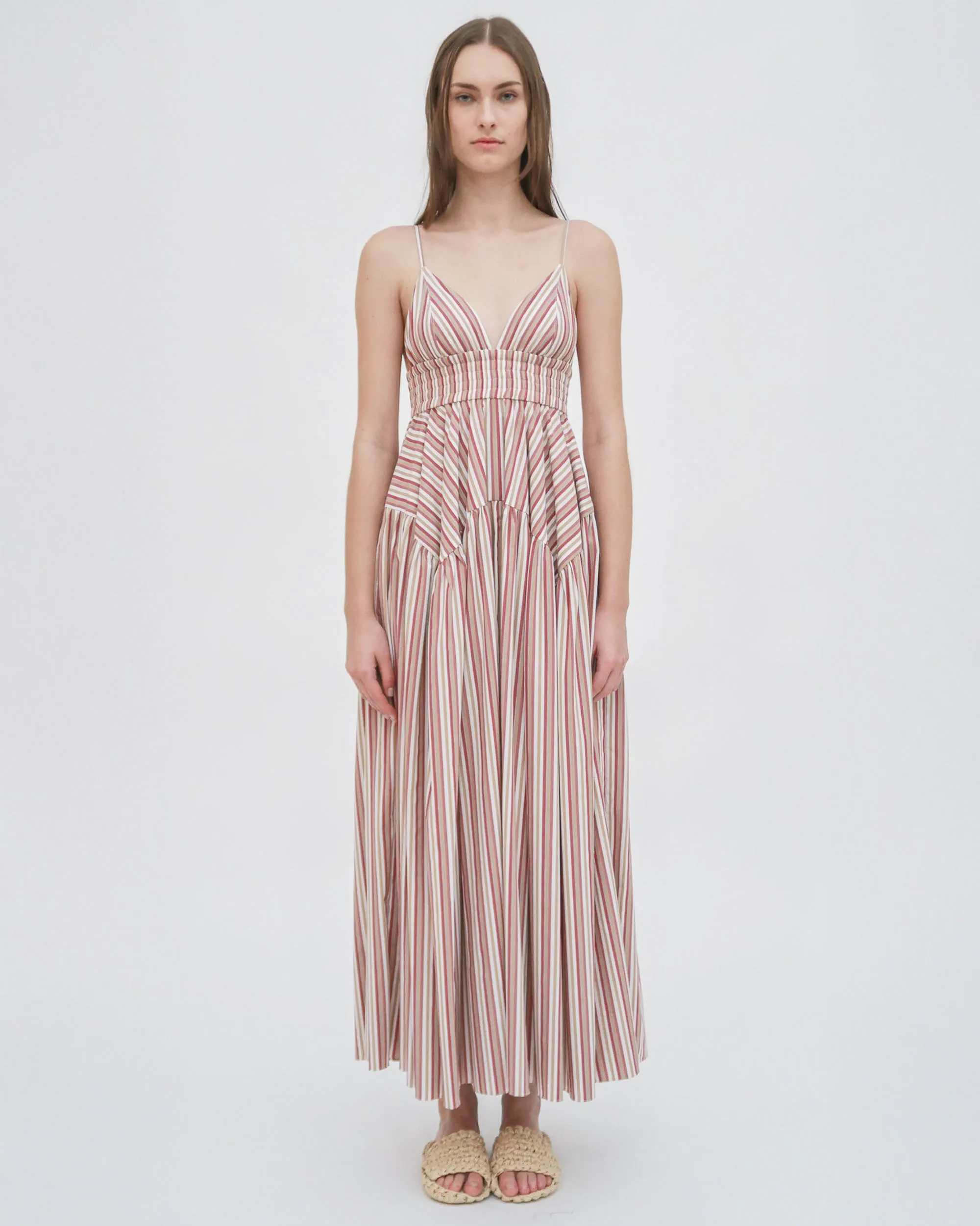 GATHERED PEPLUM CAMISOLE DRESS
