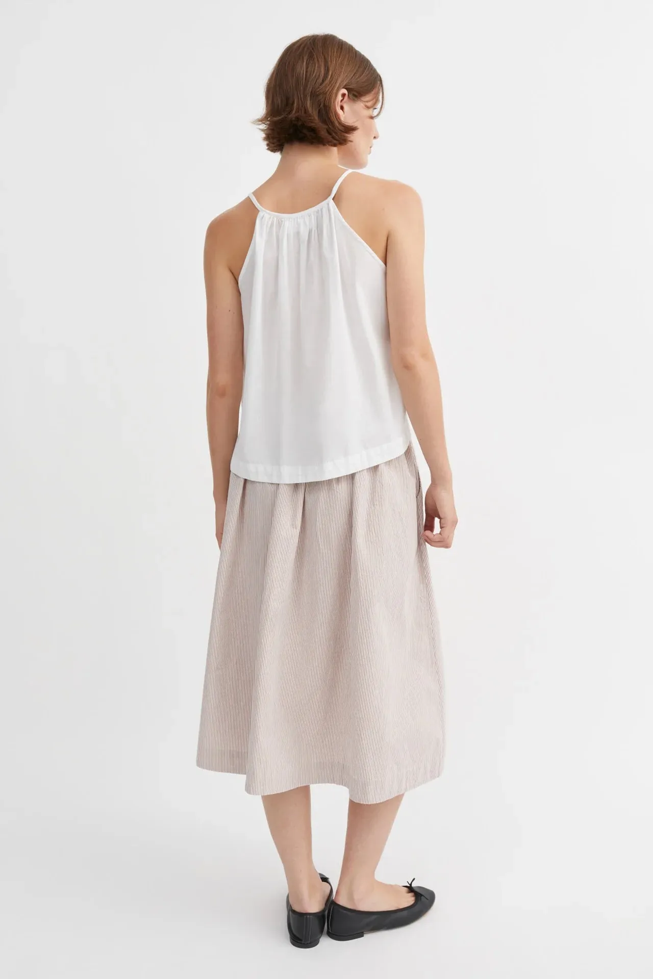 Ginny Skirt | Warm Beige & White Stripe