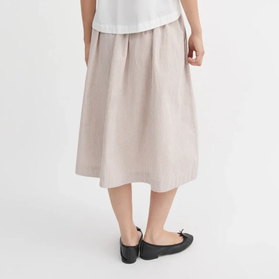 Ginny Skirt | Warm Beige & White Stripe