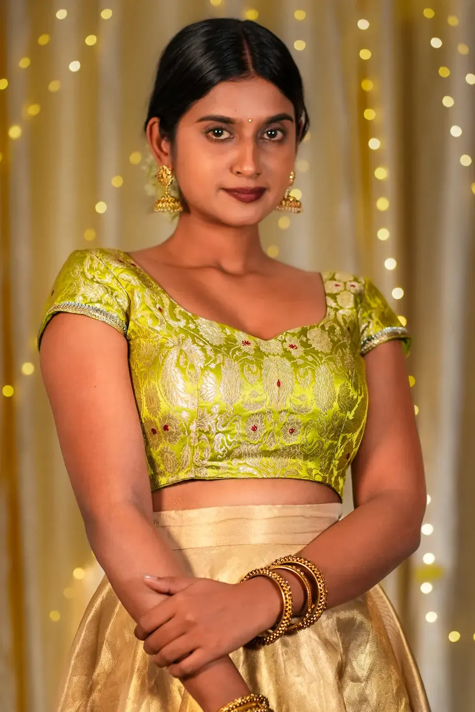 Gloomy Glen Banarasi Cap Sleeve Blouse