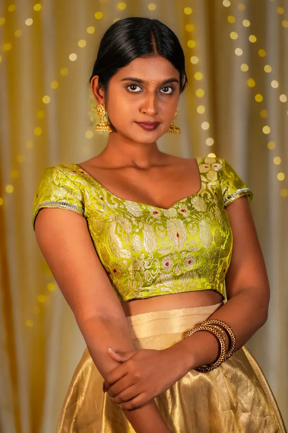 Gloomy Glen Banarasi Cap Sleeve Blouse