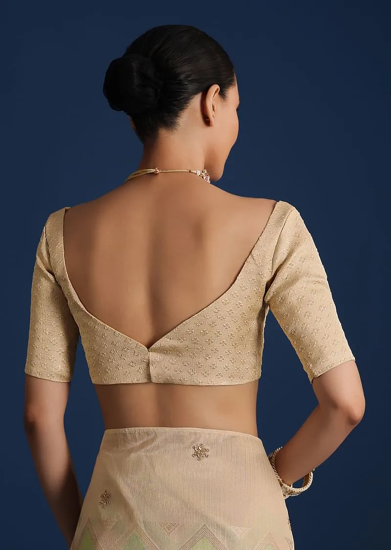 Gold Handloom Tissue Chanderi Rangkart Saree