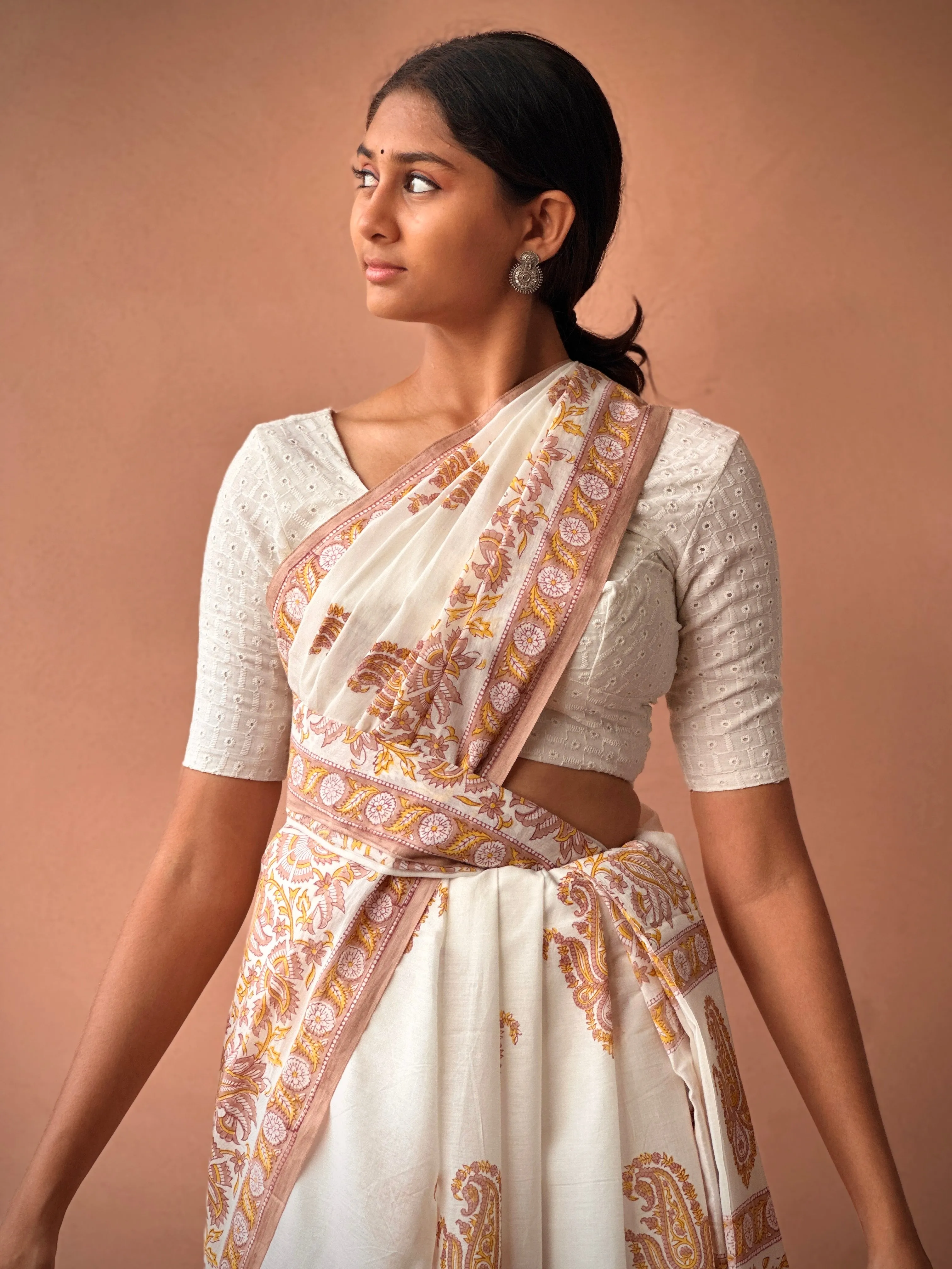 Golden Fern | Printed Practice Saree