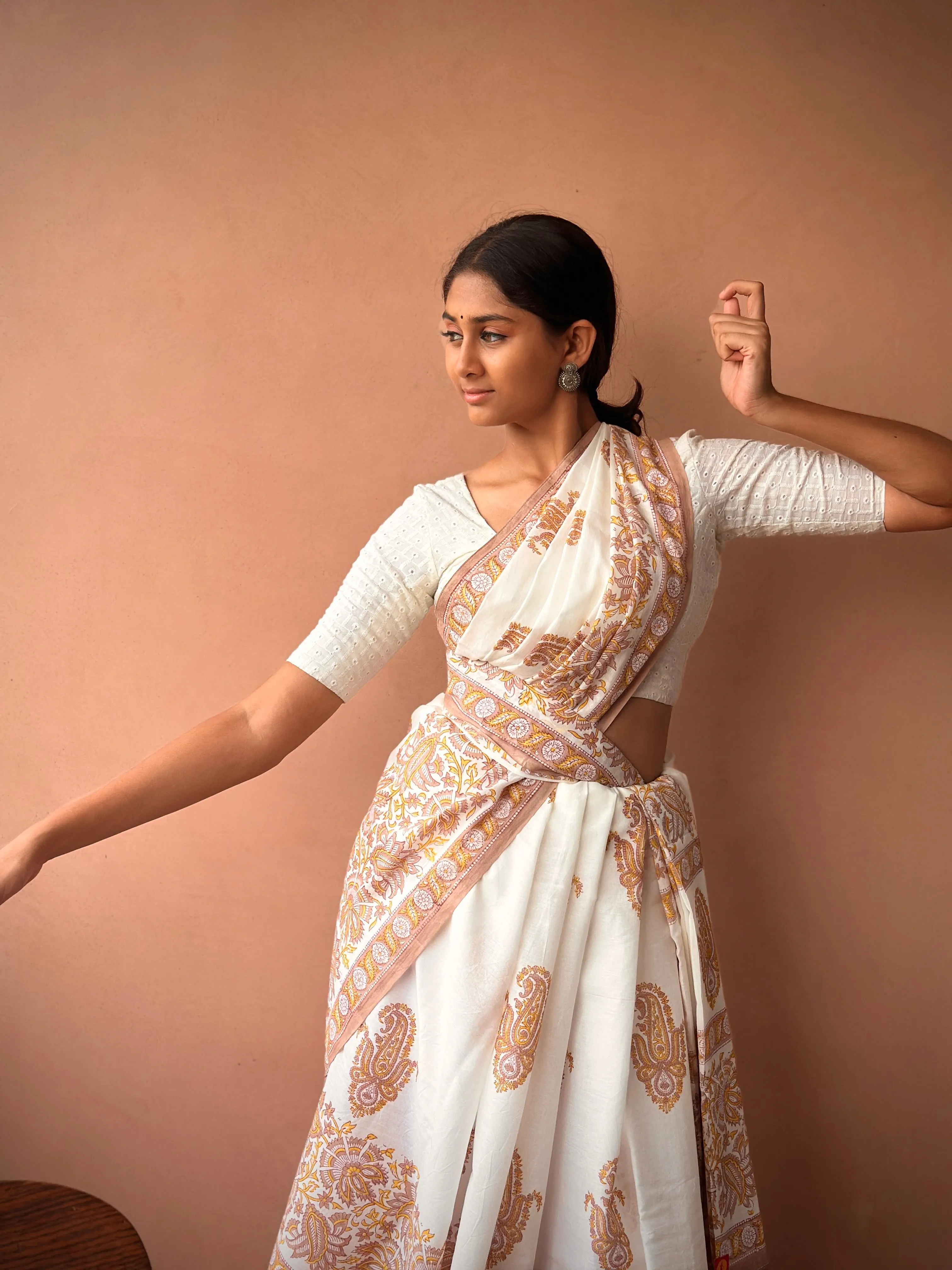 Golden Fern | Printed Practice Saree
