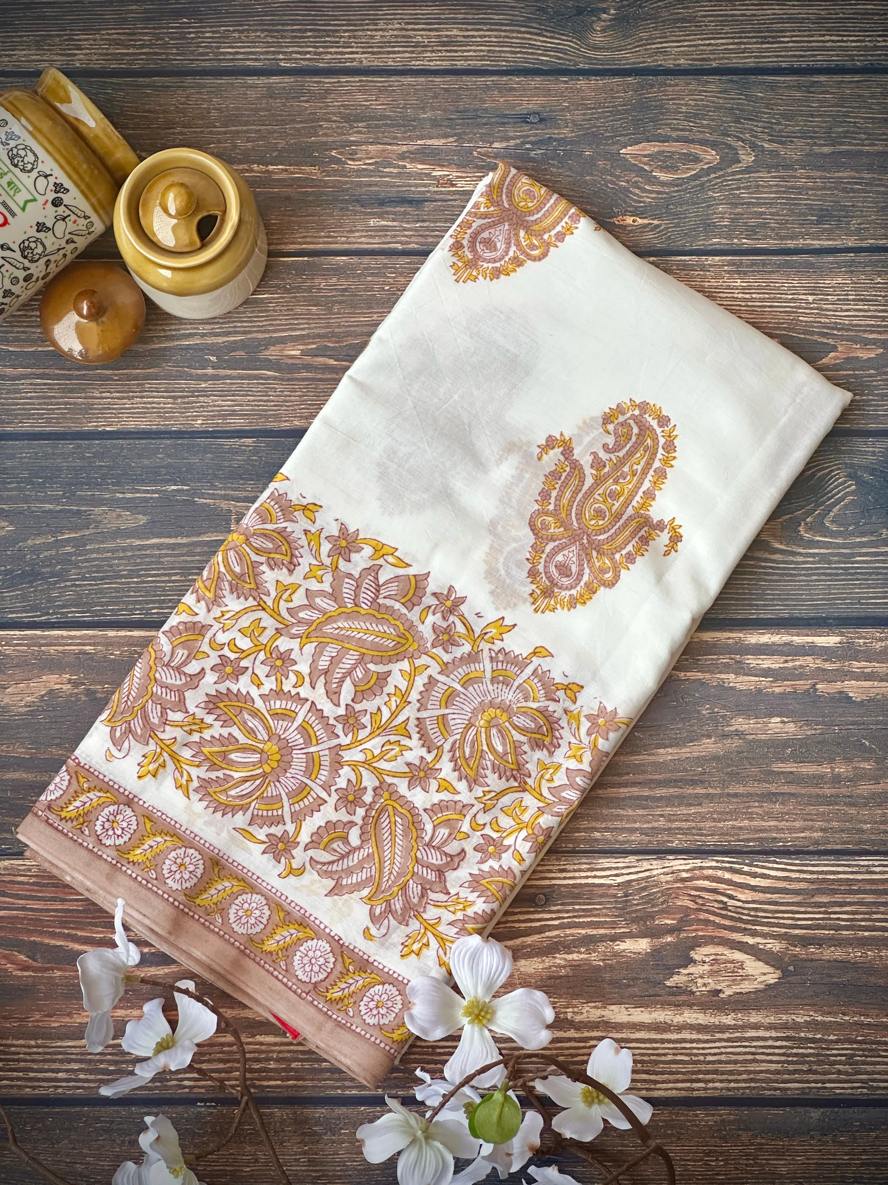Golden Fern | Printed Practice Saree