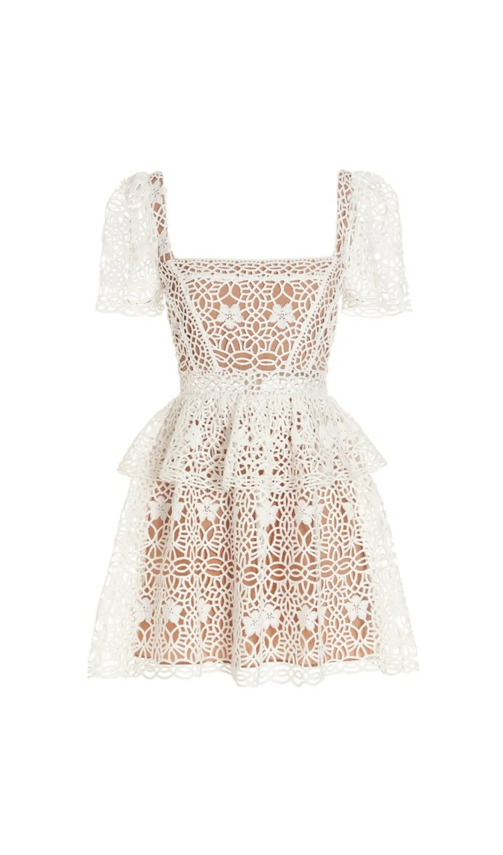 GUIPURE LACE LAYERED MINI DRESS