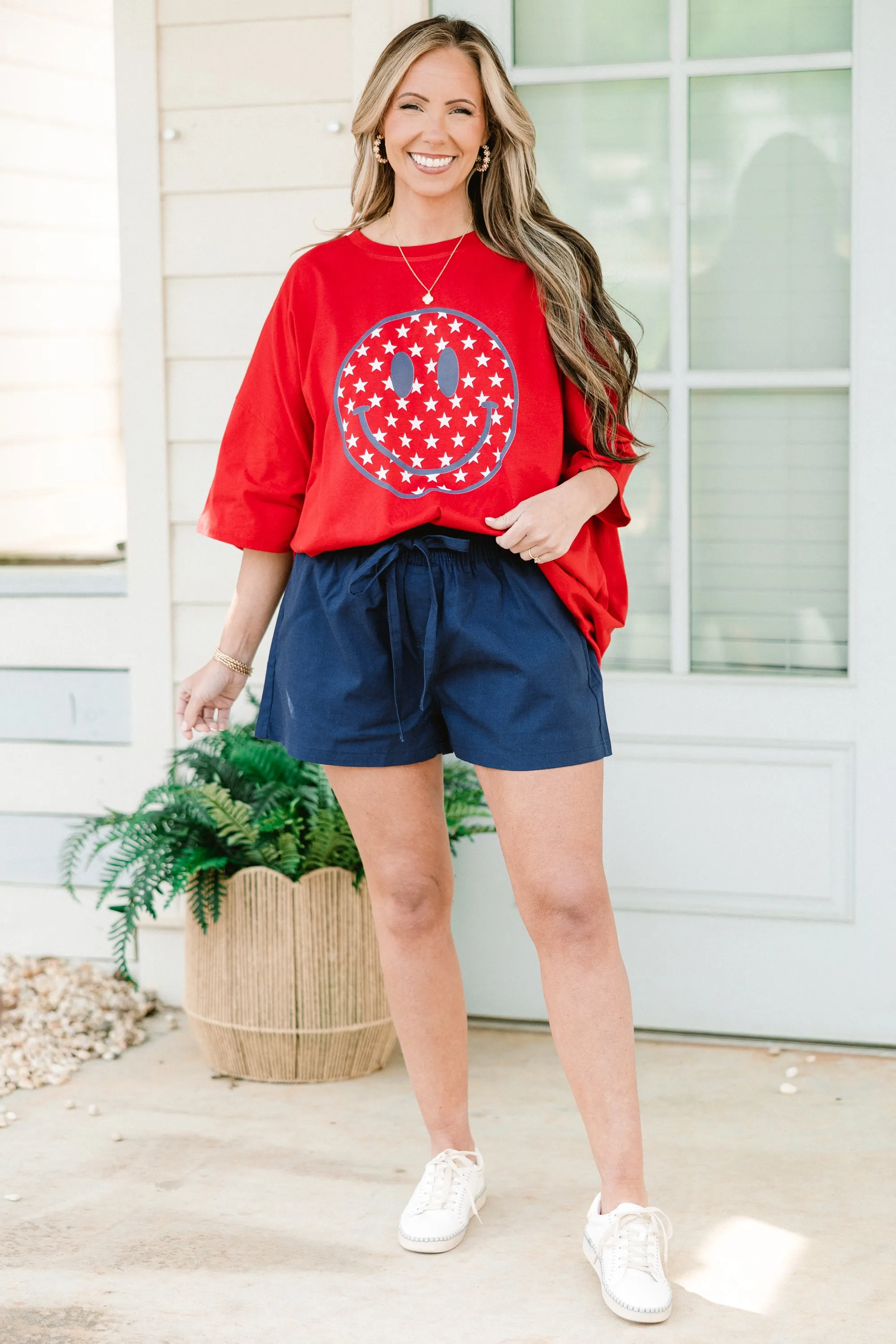 Happy In The USA Tee Boyfriend Tee, Red