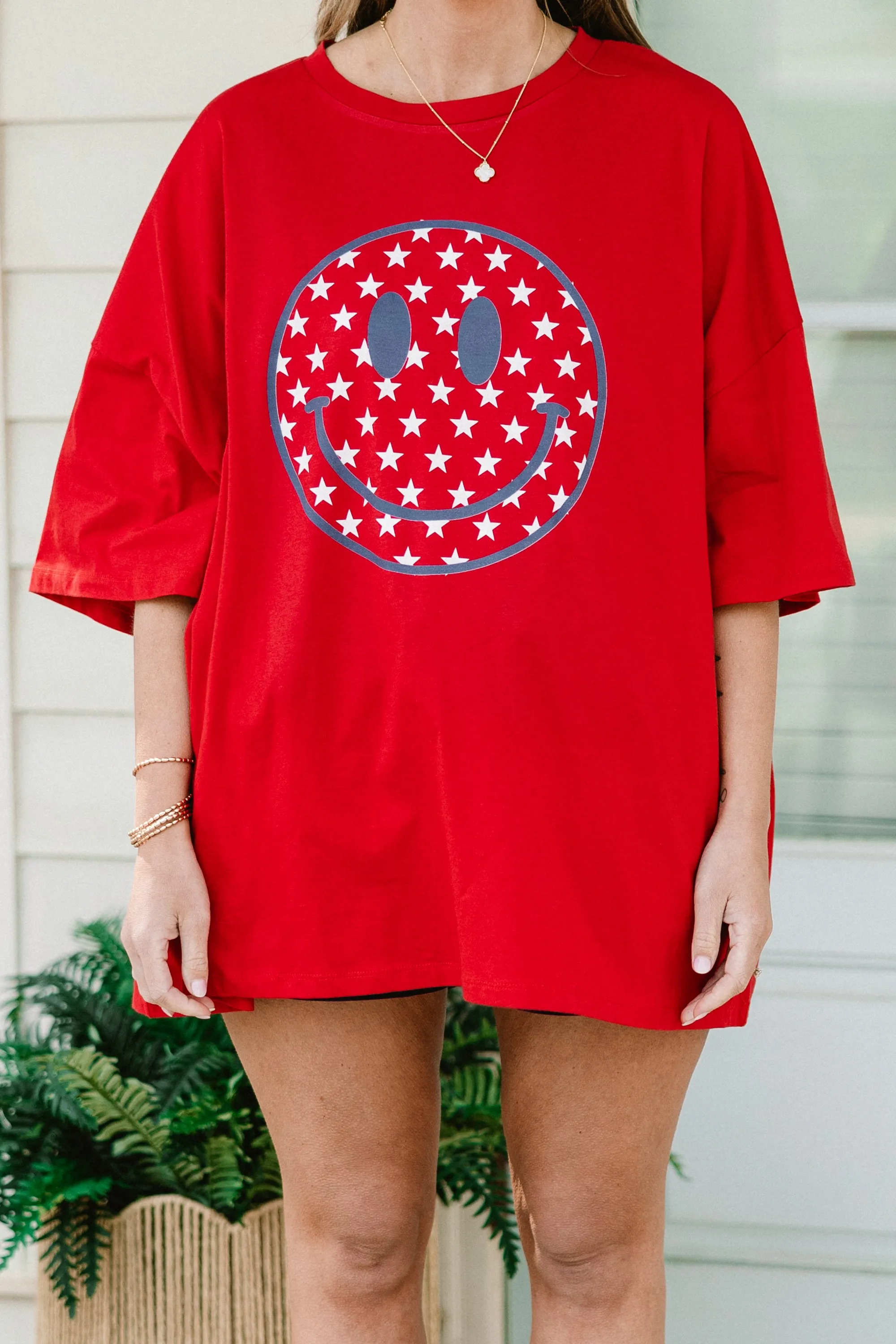 Happy In The USA Tee Boyfriend Tee, Red