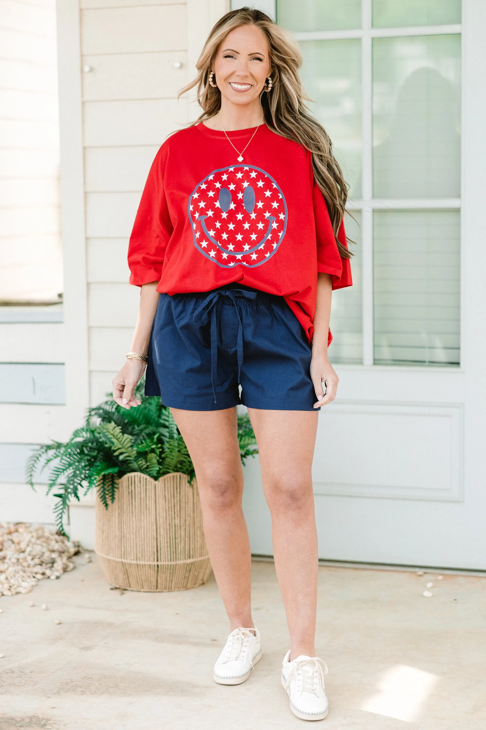 Happy In The USA Tee Boyfriend Tee, Red