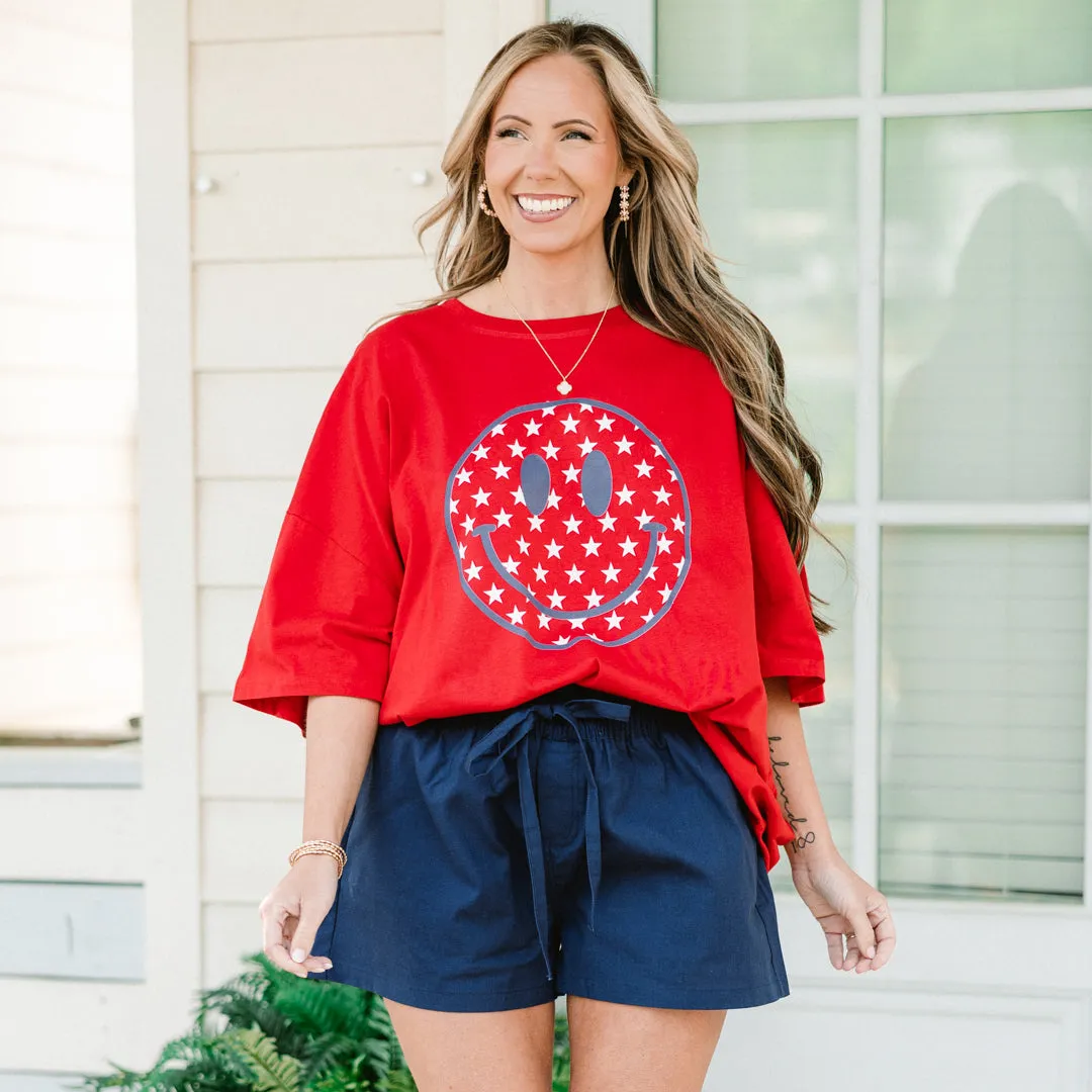 Happy In The USA Tee Boyfriend Tee, Red