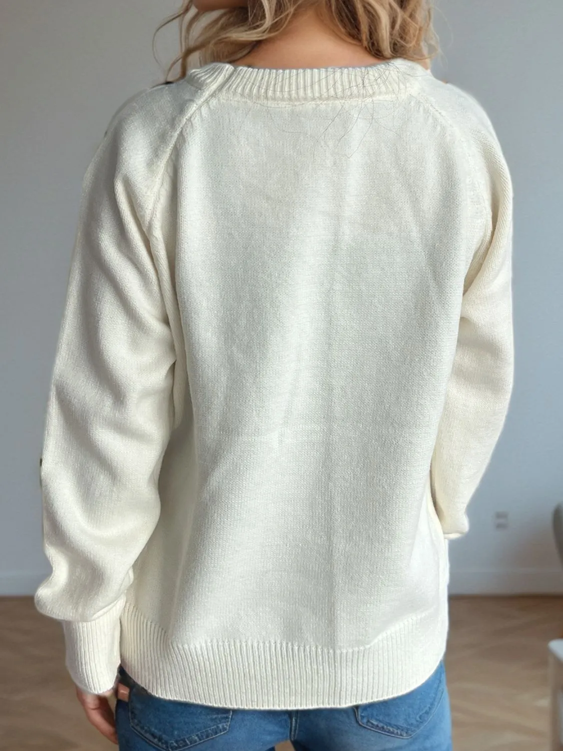 Hazel Blues® |  Puppy Round Neck Raglan Sleeve Sweater