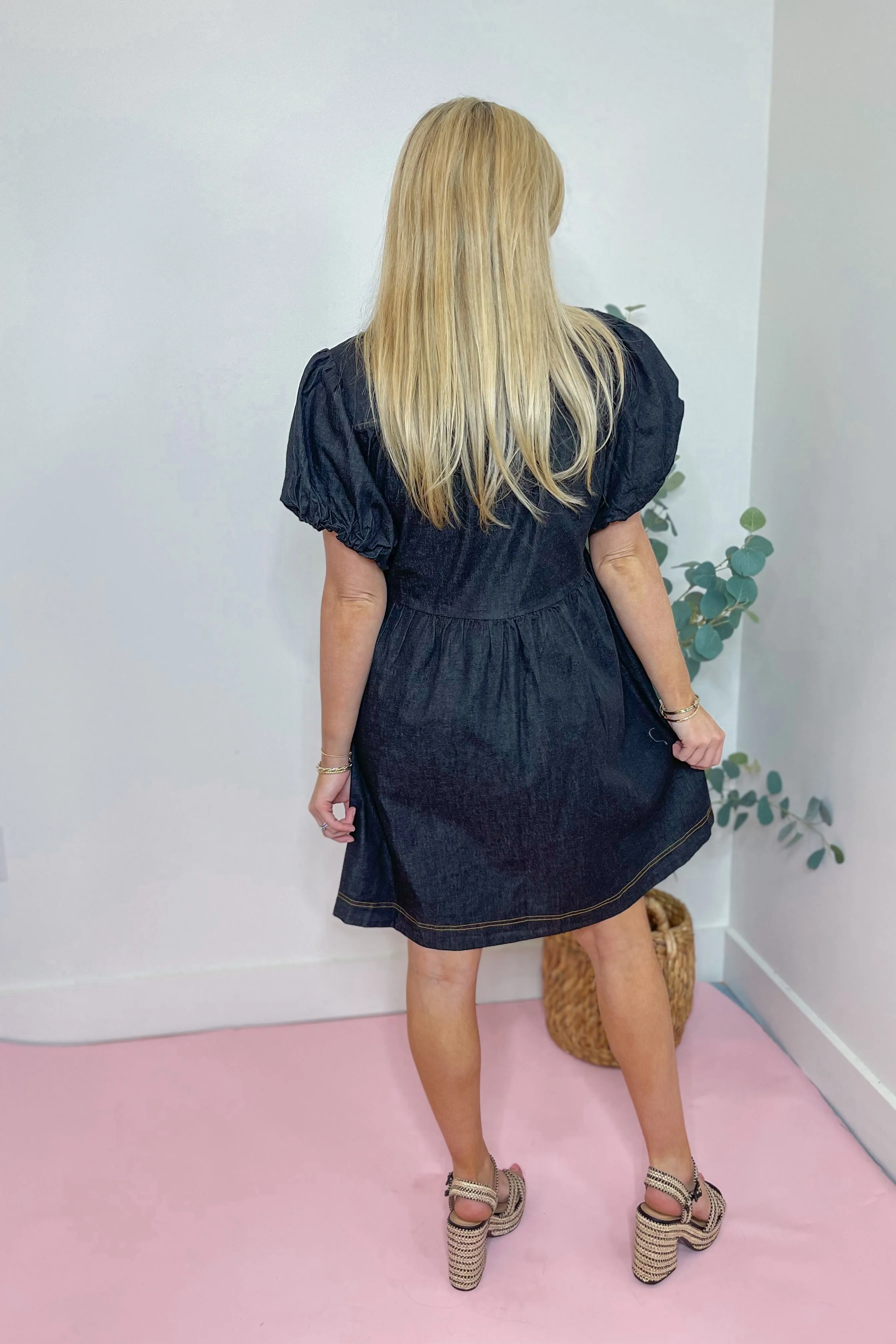 Heather Balloon Sleeve Peplum Dress