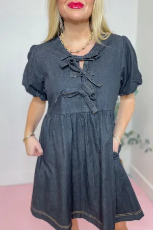 Heather Balloon Sleeve Peplum Dress