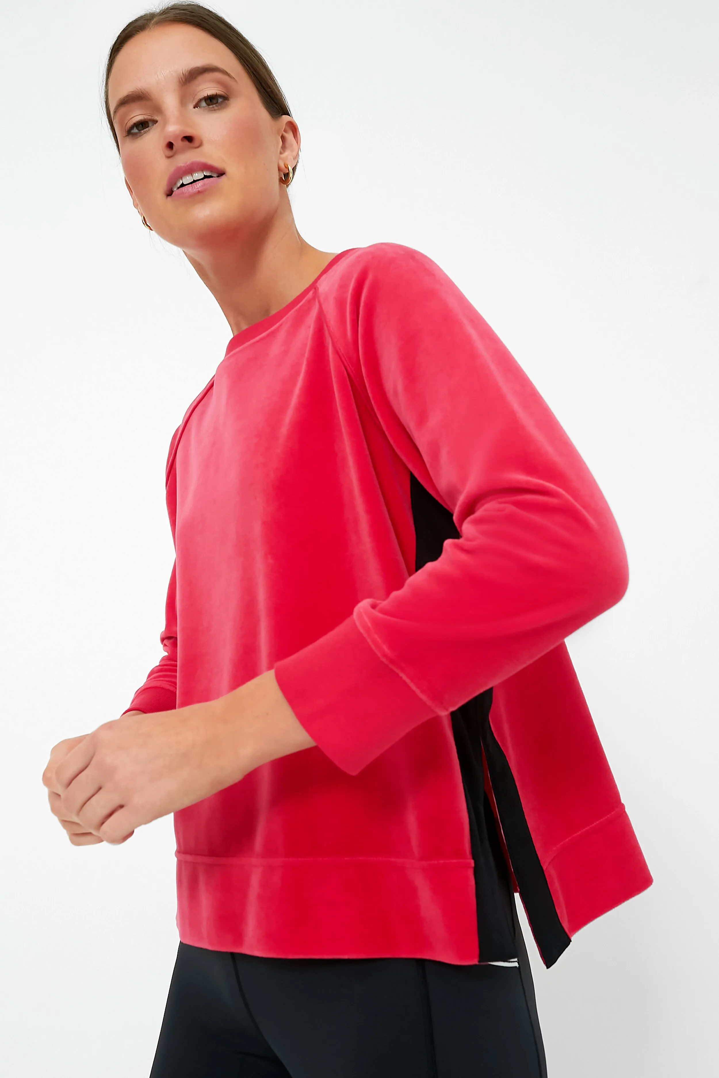 Hot Pink Velour Maggie Pullover