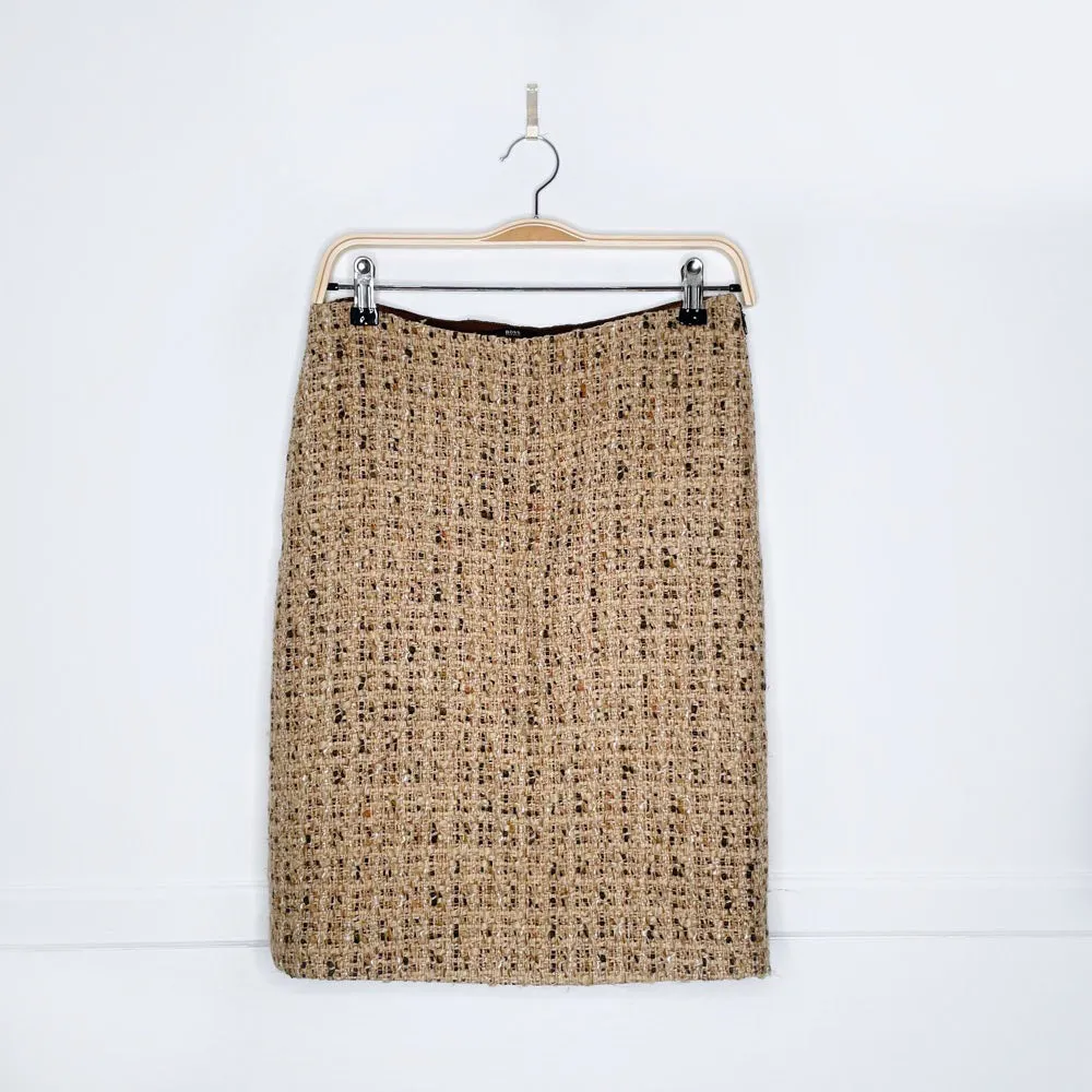 hugo boss wool-blend tweed skirt suit
