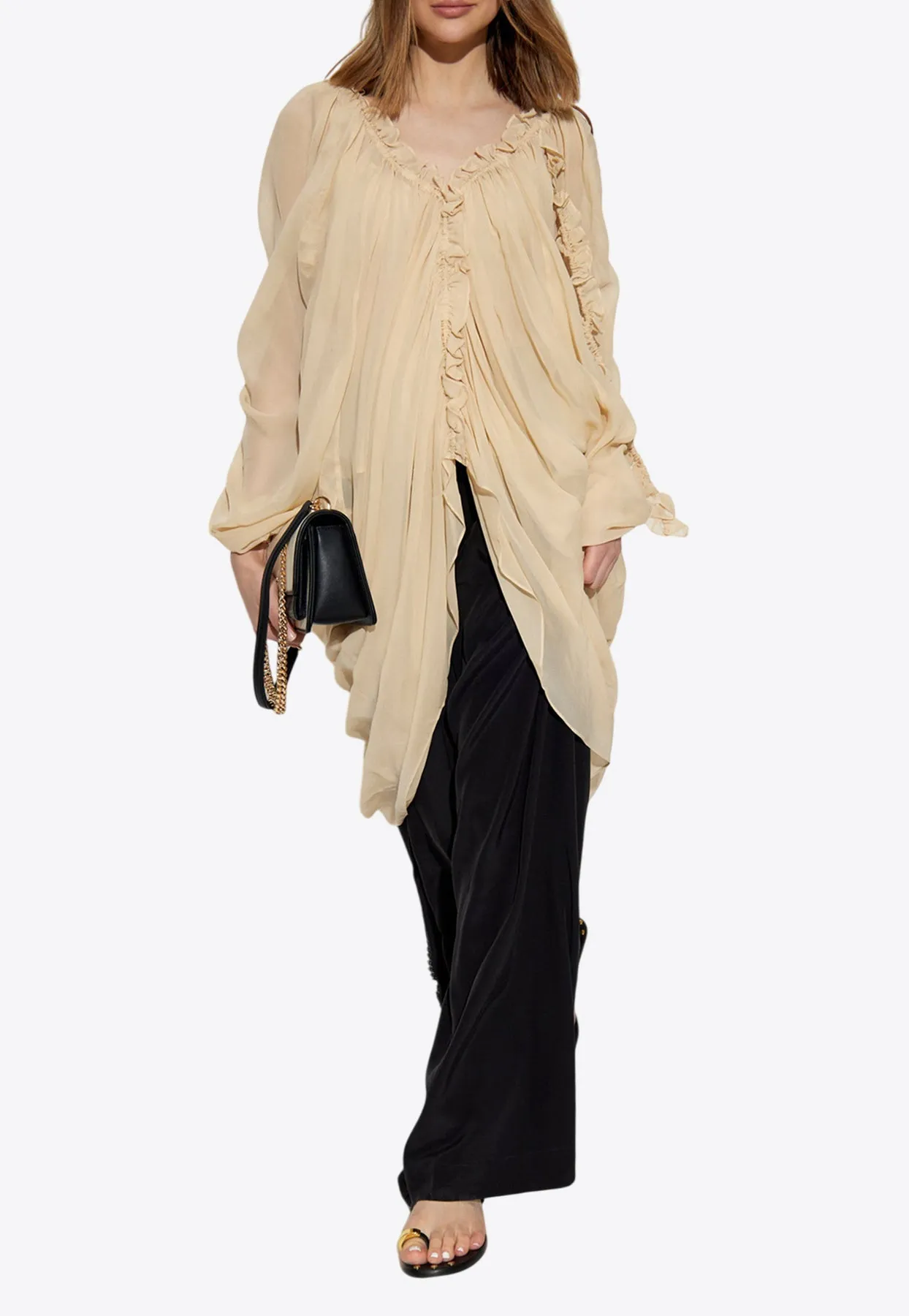 Illuminate Cold-Shoulder Draped Blouse