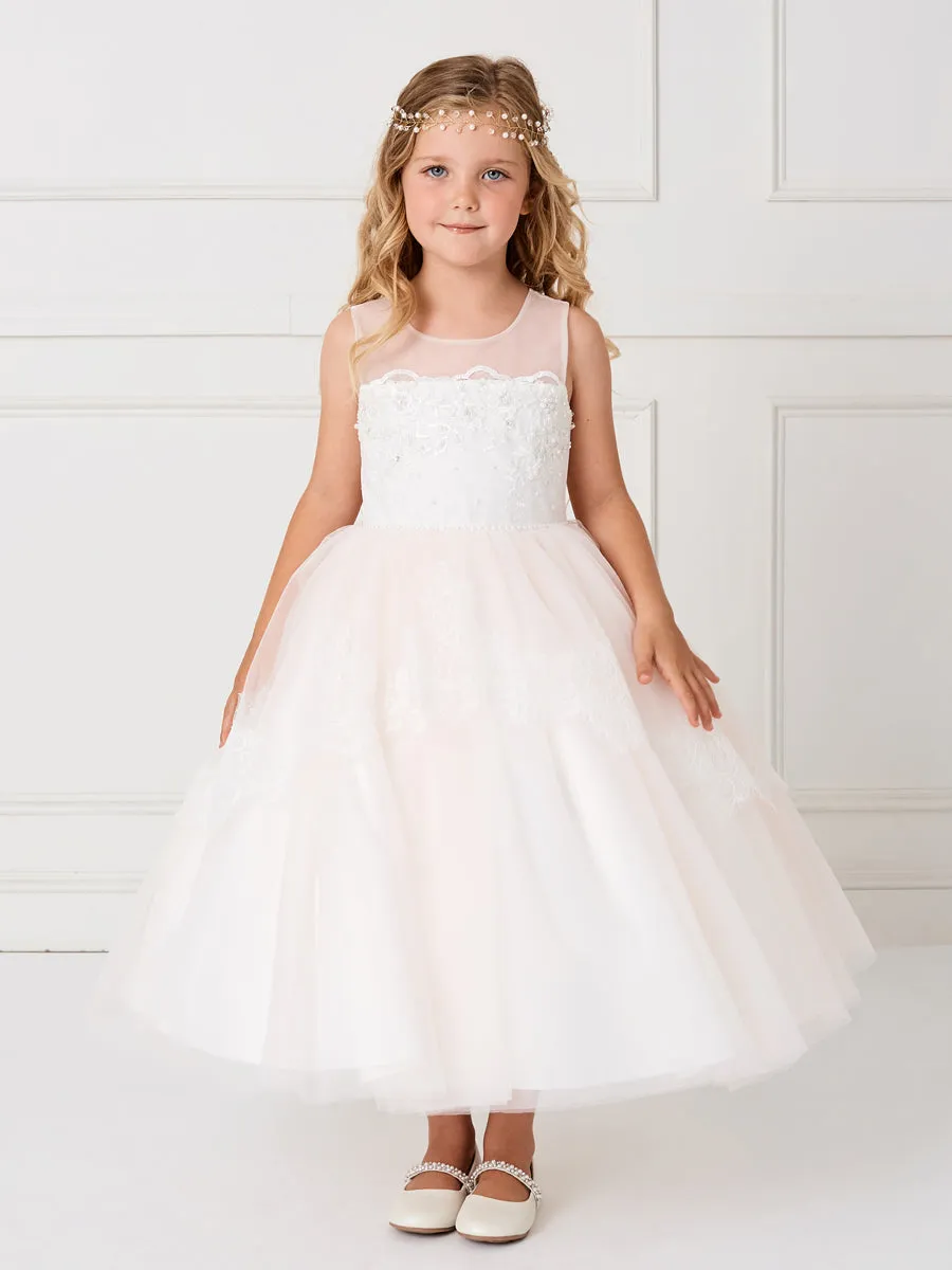 Illusion Neckline Peplum Dress 5794