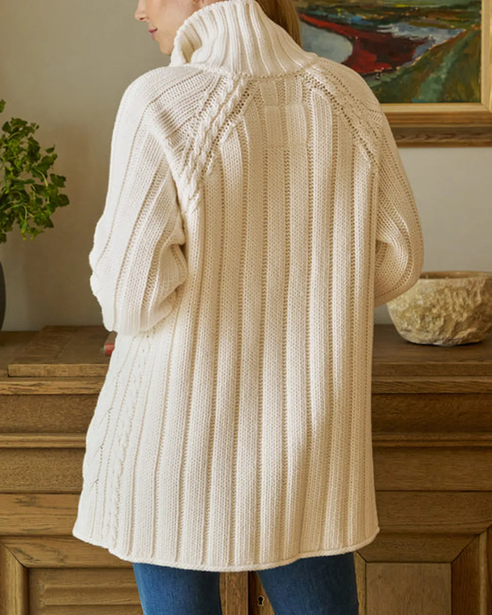 Ivory Cotswolds Cableknit Cardigan