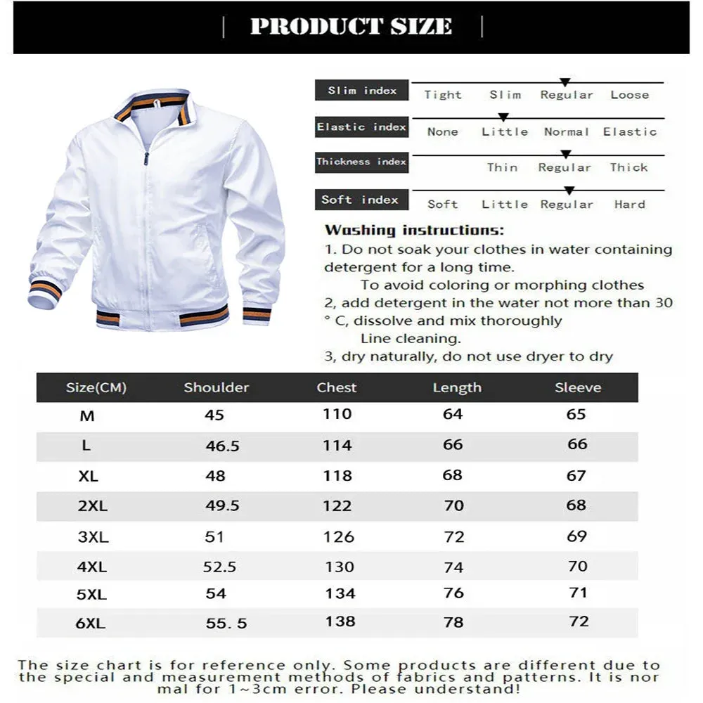 Jackets for Men Spring Outwears Solid Color Casual Coats Racing Windbreaker Men's Jacket Plus