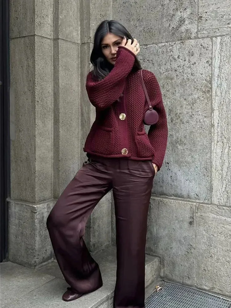 JazzHer Ladies Autumn Winter Knitted Cardigans Womens Sweaters Loose Casual Button Long Sleeve Sweater Women Cardigans Coat Tops Female