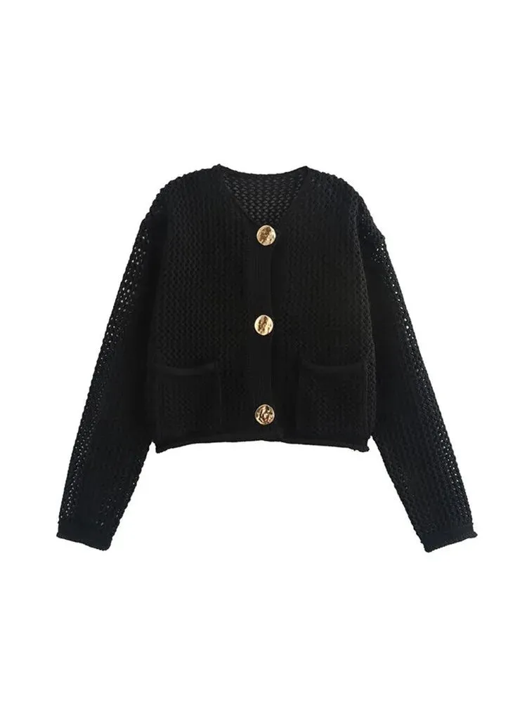 JazzHer Ladies Autumn Winter Knitted Cardigans Womens Sweaters Loose Casual Button Long Sleeve Sweater Women Cardigans Coat Tops Female