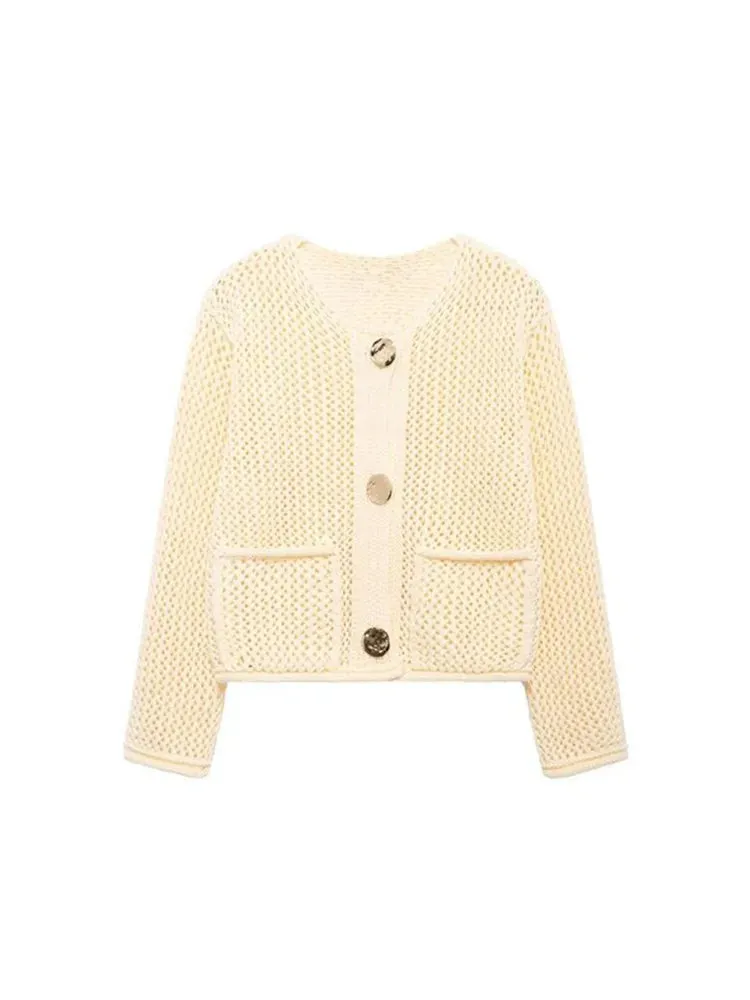 JazzHer Ladies Autumn Winter Knitted Cardigans Womens Sweaters Loose Casual Button Long Sleeve Sweater Women Cardigans Coat Tops Female