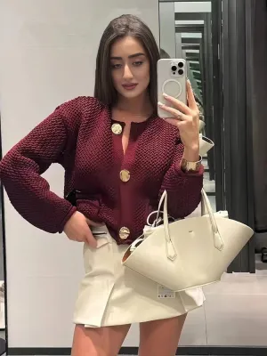 JazzHer Ladies Autumn Winter Knitted Cardigans Womens Sweaters Loose Casual Button Long Sleeve Sweater Women Cardigans Coat Tops Female