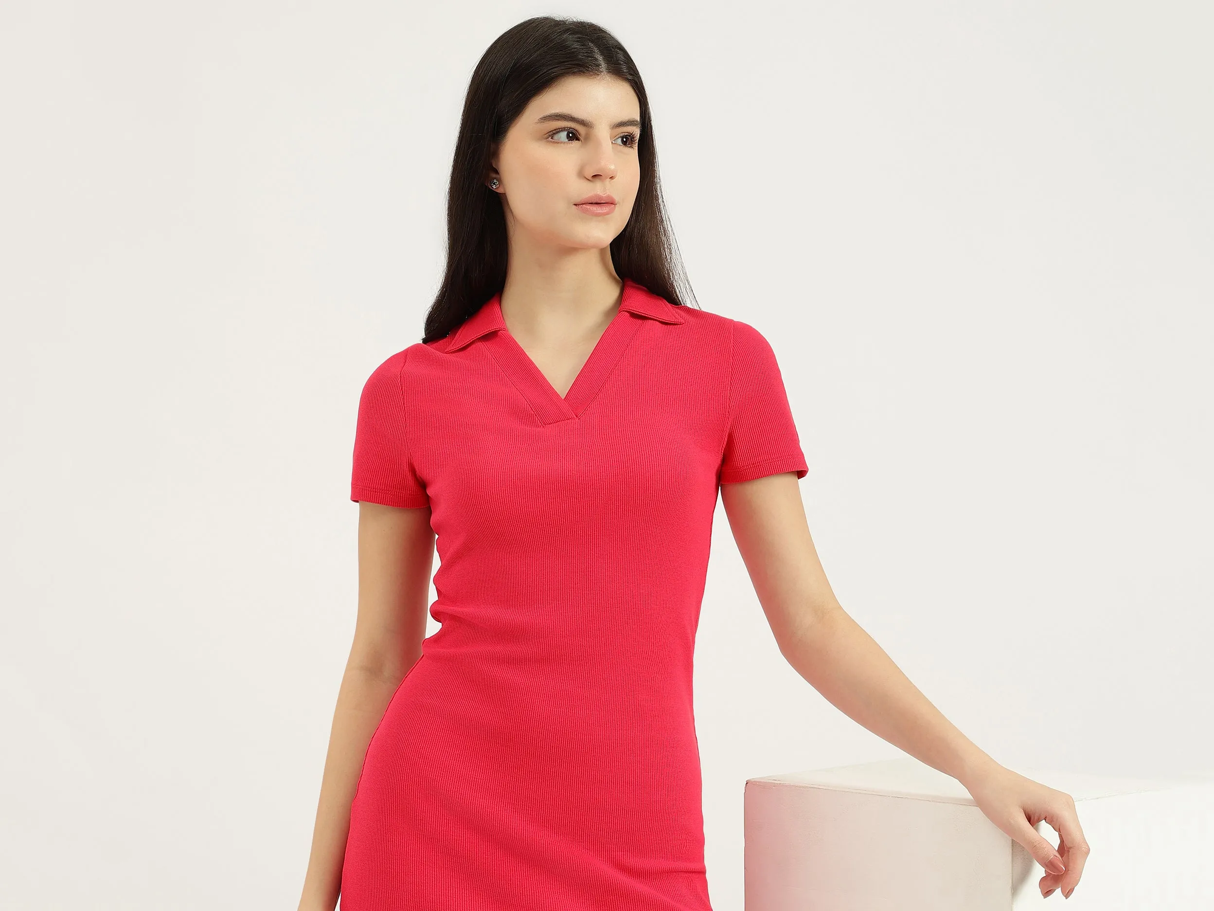 Johny Collar Ribbed Dress