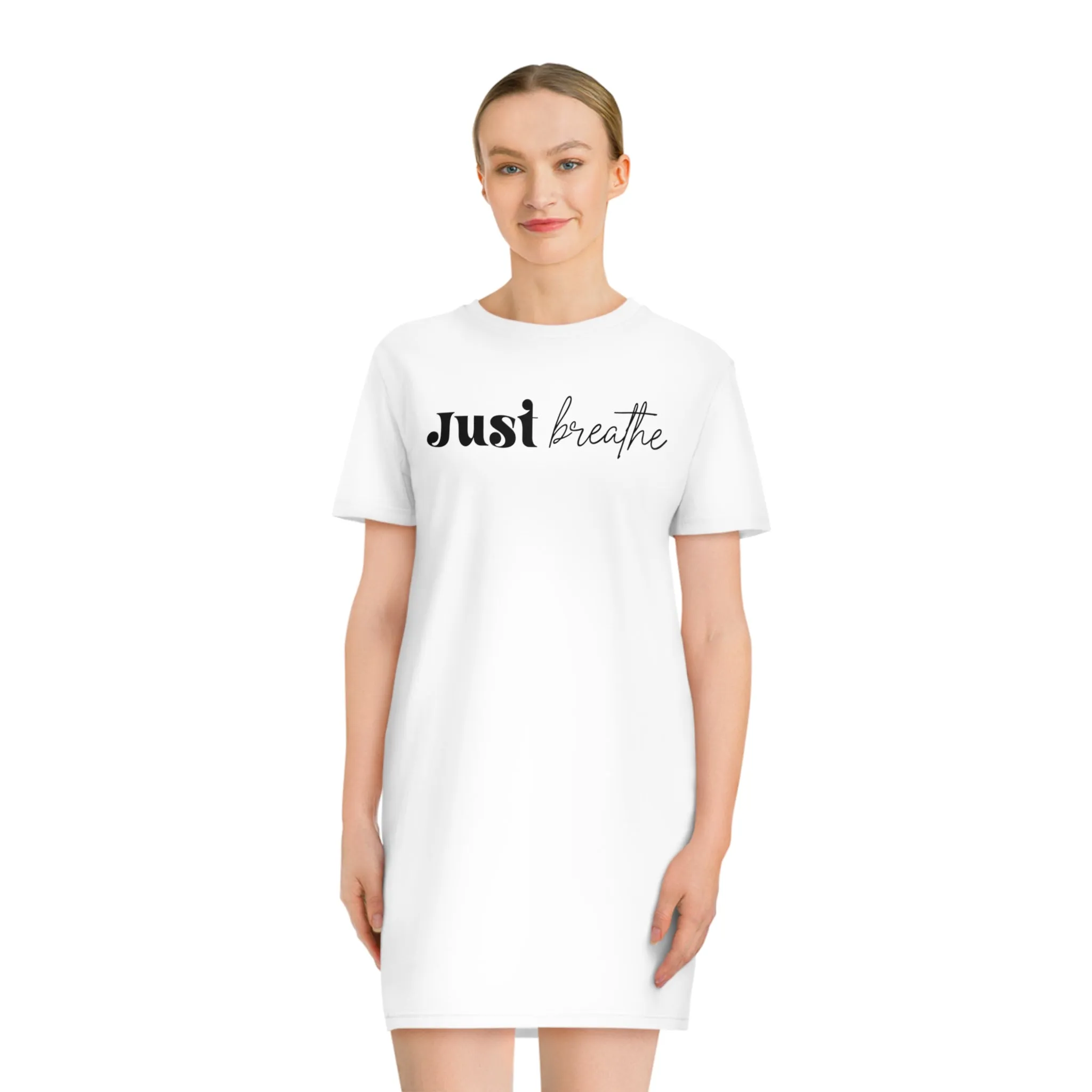 Just Breathe, Women's Spinner T-Shirt Dress, Printed