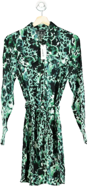 Karen Millen Green Snake Print Mini Shirt Dress UK 10