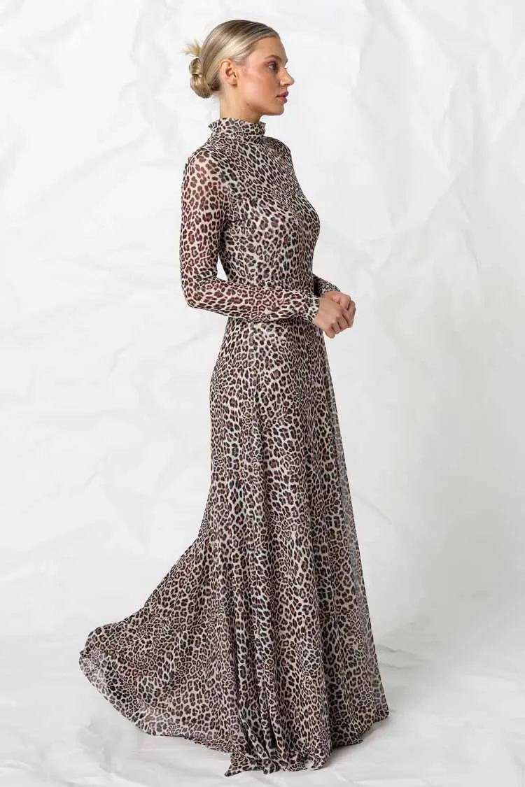Kennedy Mesh Dress in Snow Leopard