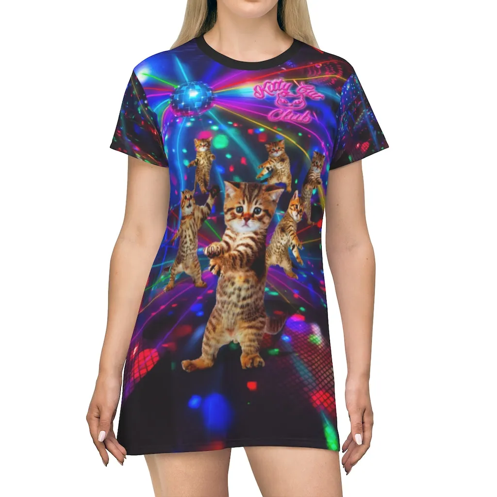 Kitty Cat Club - All Over Print T-Shirt Dress