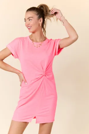 Knot My Type Coral T-Shirt Dress