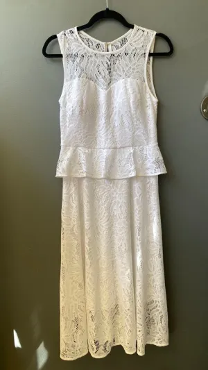 Lace Peplum Aline Midi Dress