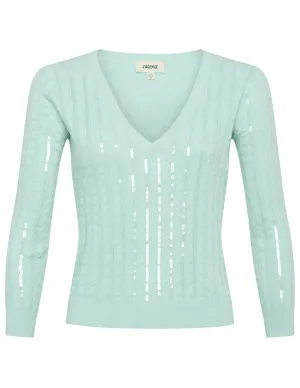 L'Agence Trinity Sequin Cable Knit Pullover