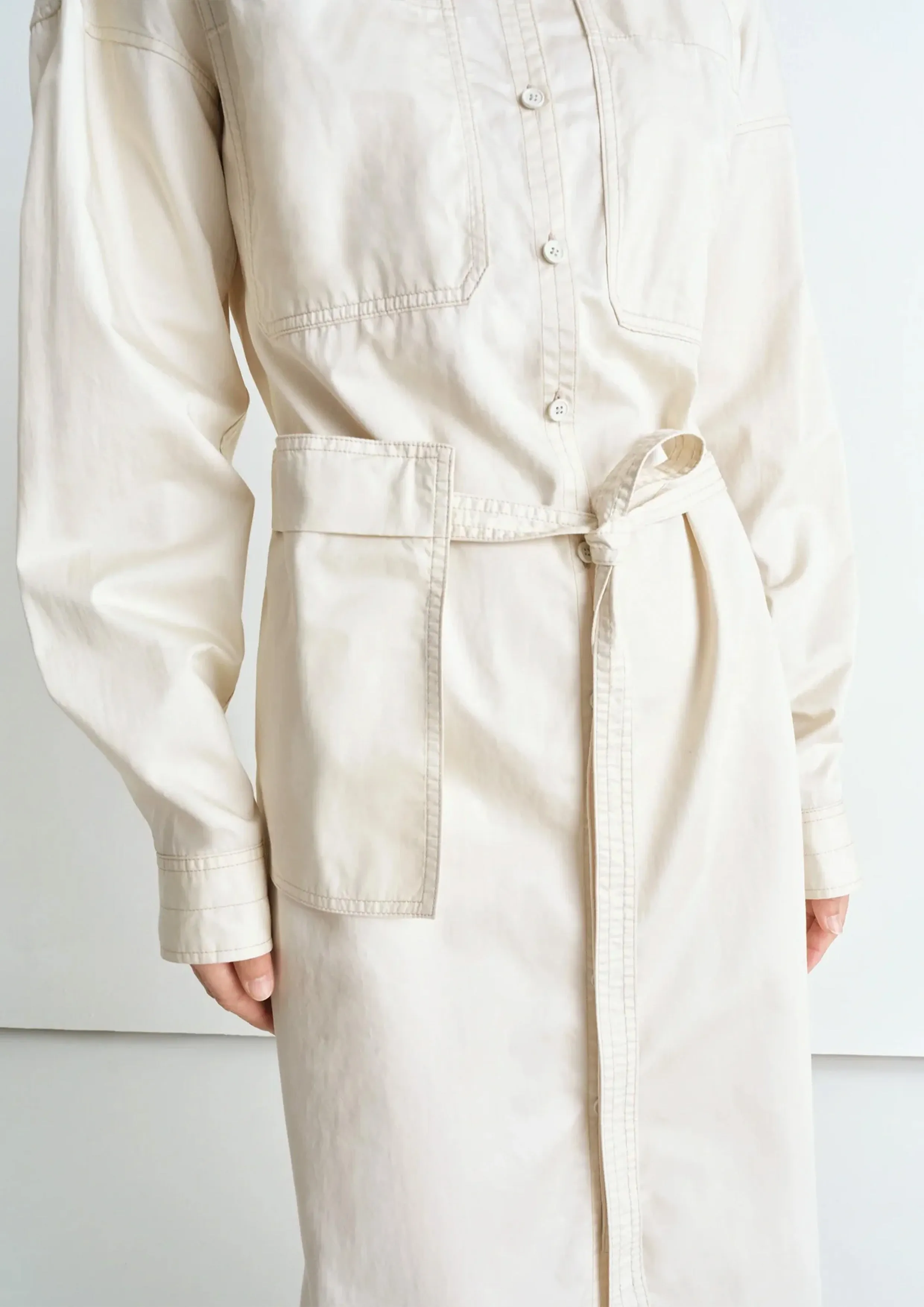 LEMAIRE - LONG SHIRT DRESS CREAMY WHITE