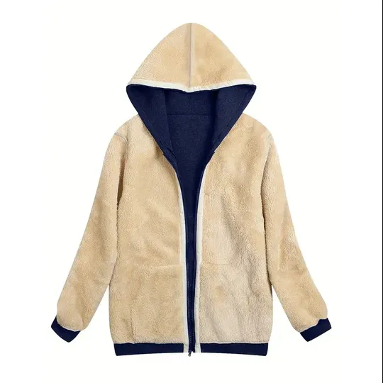 Lena l jacket with hood, lined with faux fur
