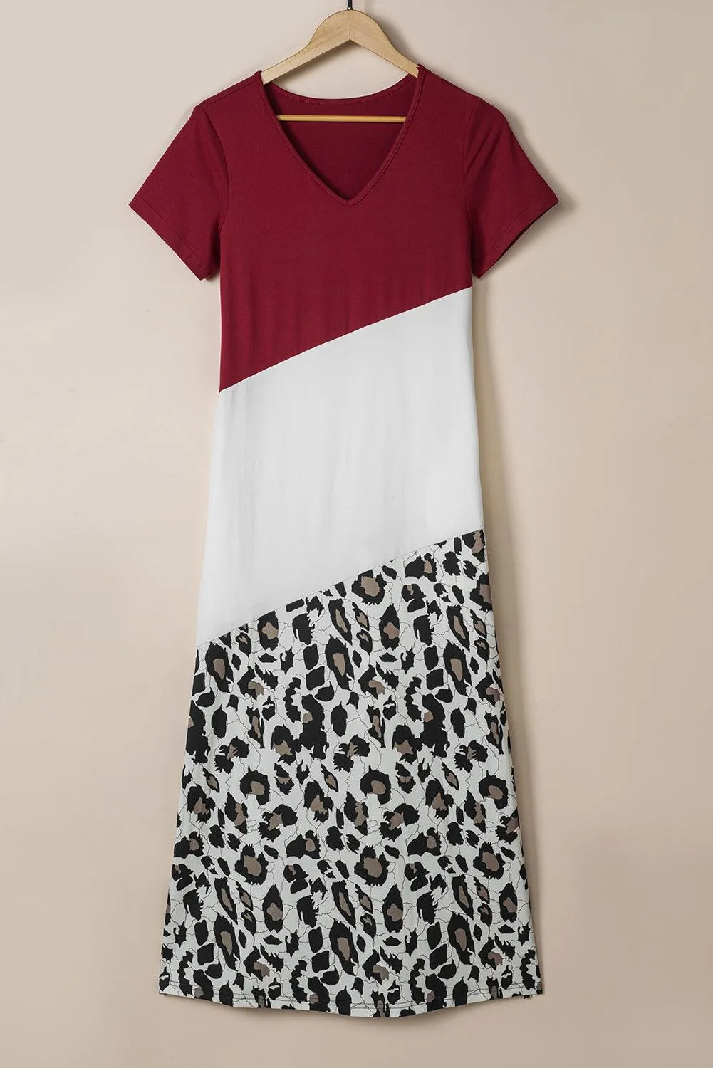 Leopard Print Side Slit Maxi T-Shirt Dress