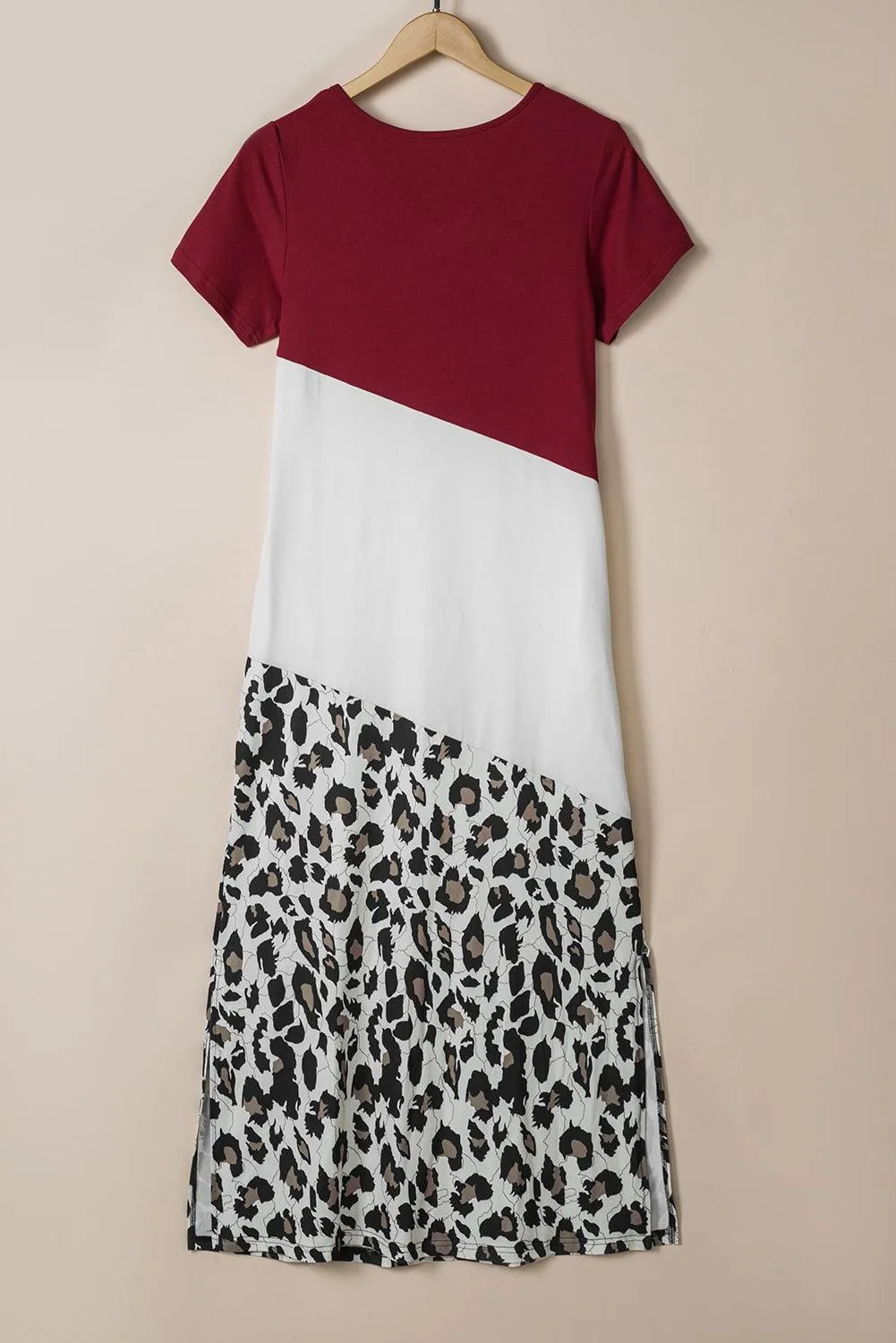 Leopard Print Side Slit Maxi T-Shirt Dress
