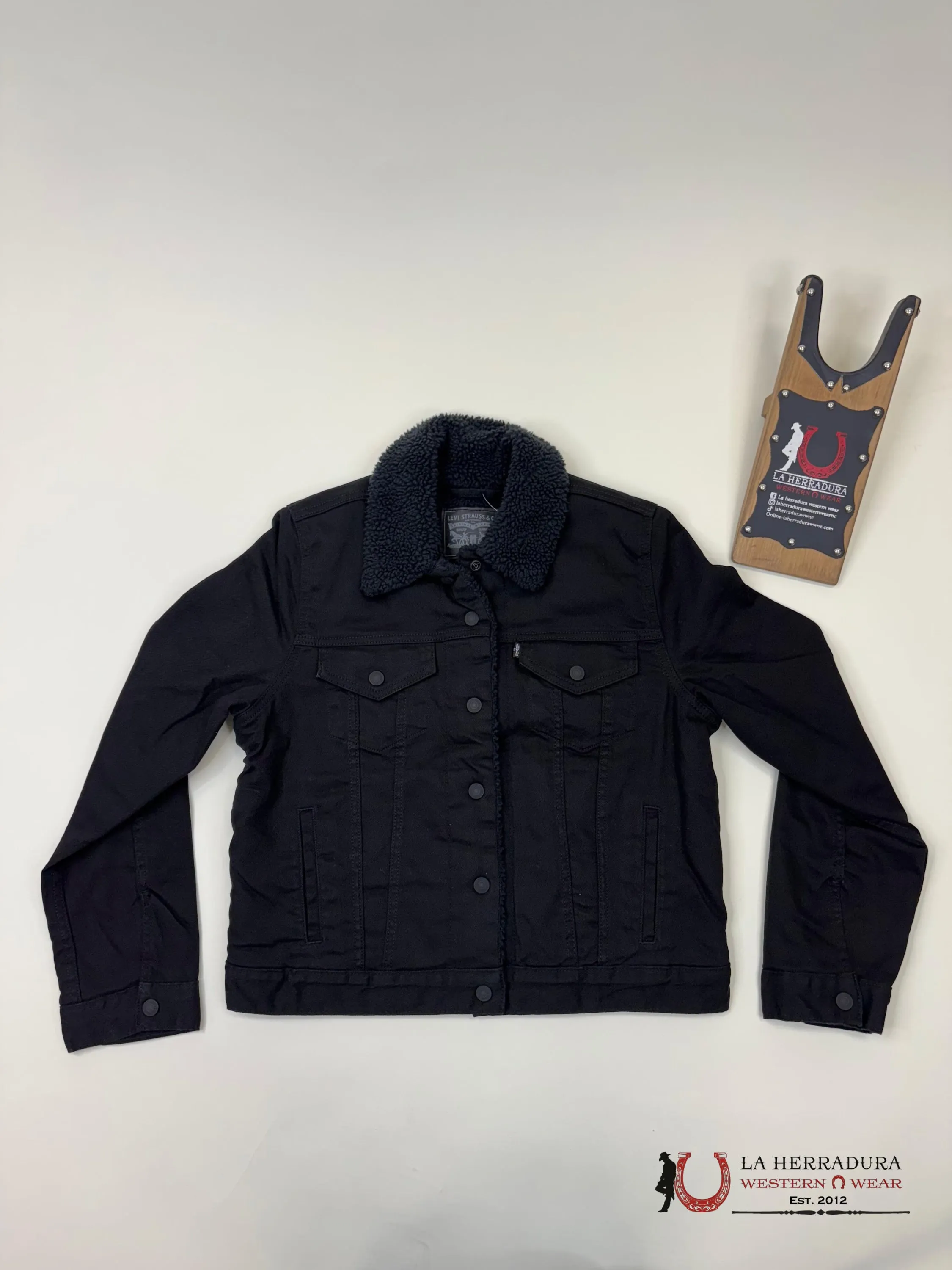 LEV'S ORIGINAL SHERPA TRUCKER BLACK JACKET LADIES