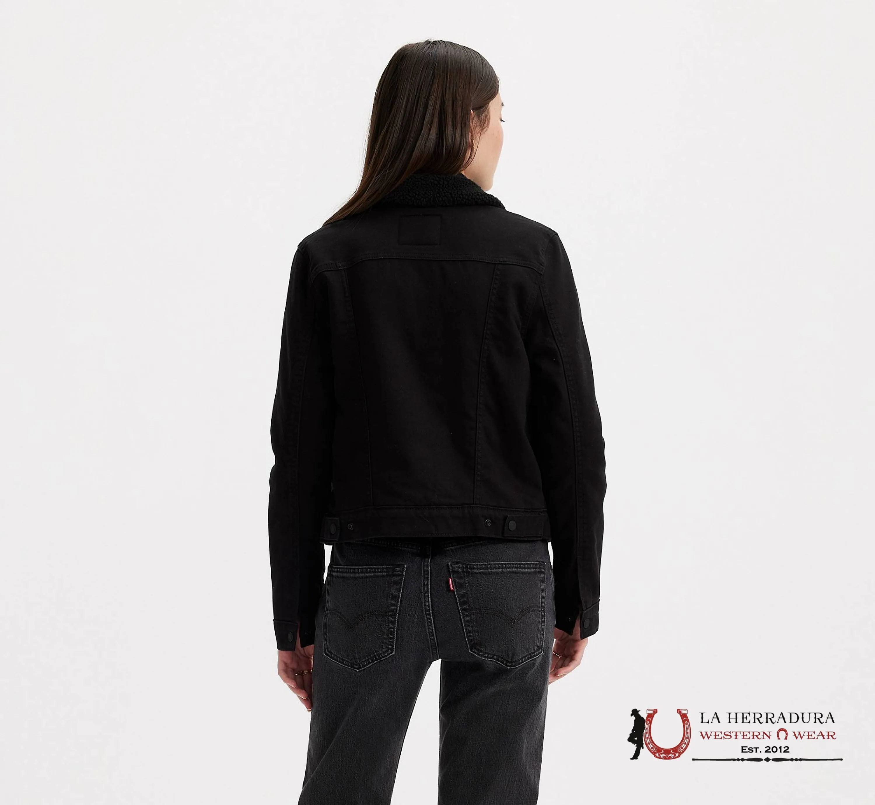 LEV'S ORIGINAL SHERPA TRUCKER BLACK JACKET LADIES