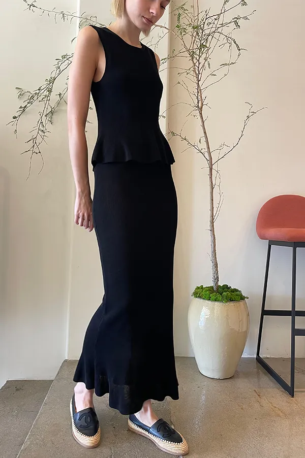 Liliana Double Layer Peplum Dress in Black