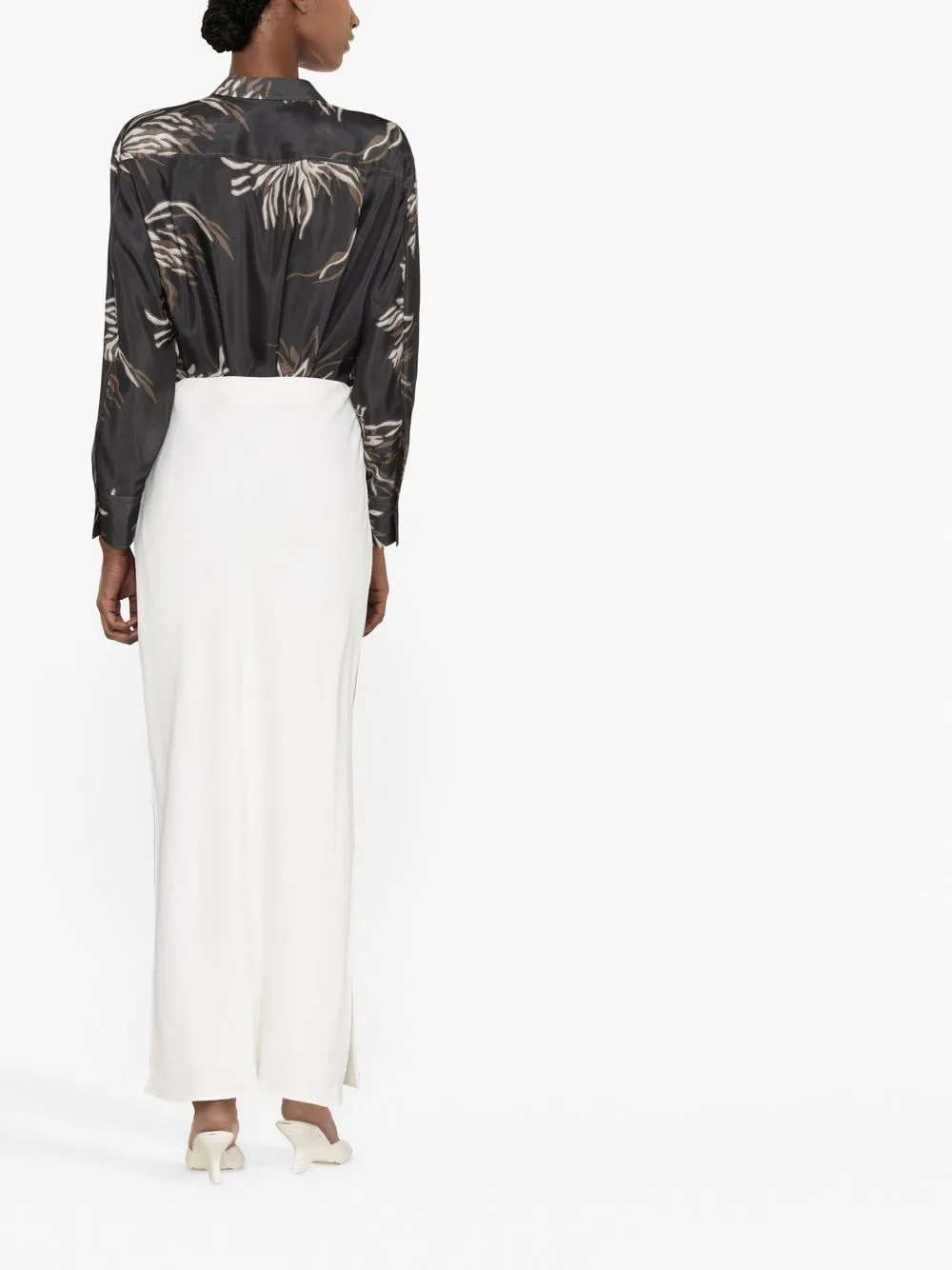 Linen blend long skirt