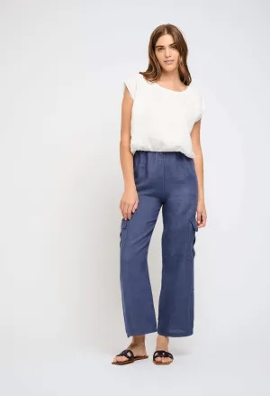 Linen Elastic Hem Top I White
