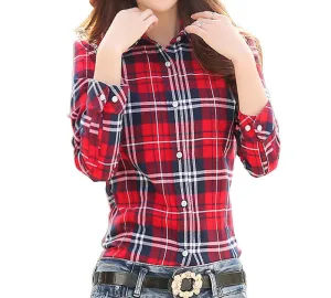 Long Sleeve Shirt Women Blouses Fashion Lattice Thicken Tops Plus Size Women Clothing 5XL Blouse Shirts