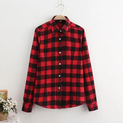 Long Sleeve Shirt Women Blouses Fashion Lattice Thicken Tops Plus Size Women Clothing 5XL Blouse Shirts