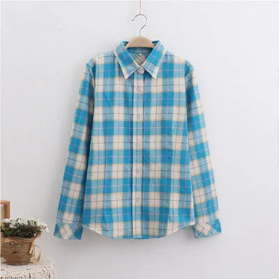 Long Sleeve Shirt Women Blouses Fashion Lattice Thicken Tops Plus Size Women Clothing 5XL Blouse Shirts