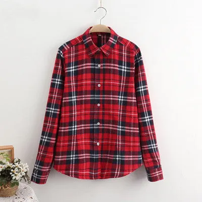 Long Sleeve Shirt Women Blouses Fashion Lattice Thicken Tops Plus Size Women Clothing 5XL Blouse Shirts