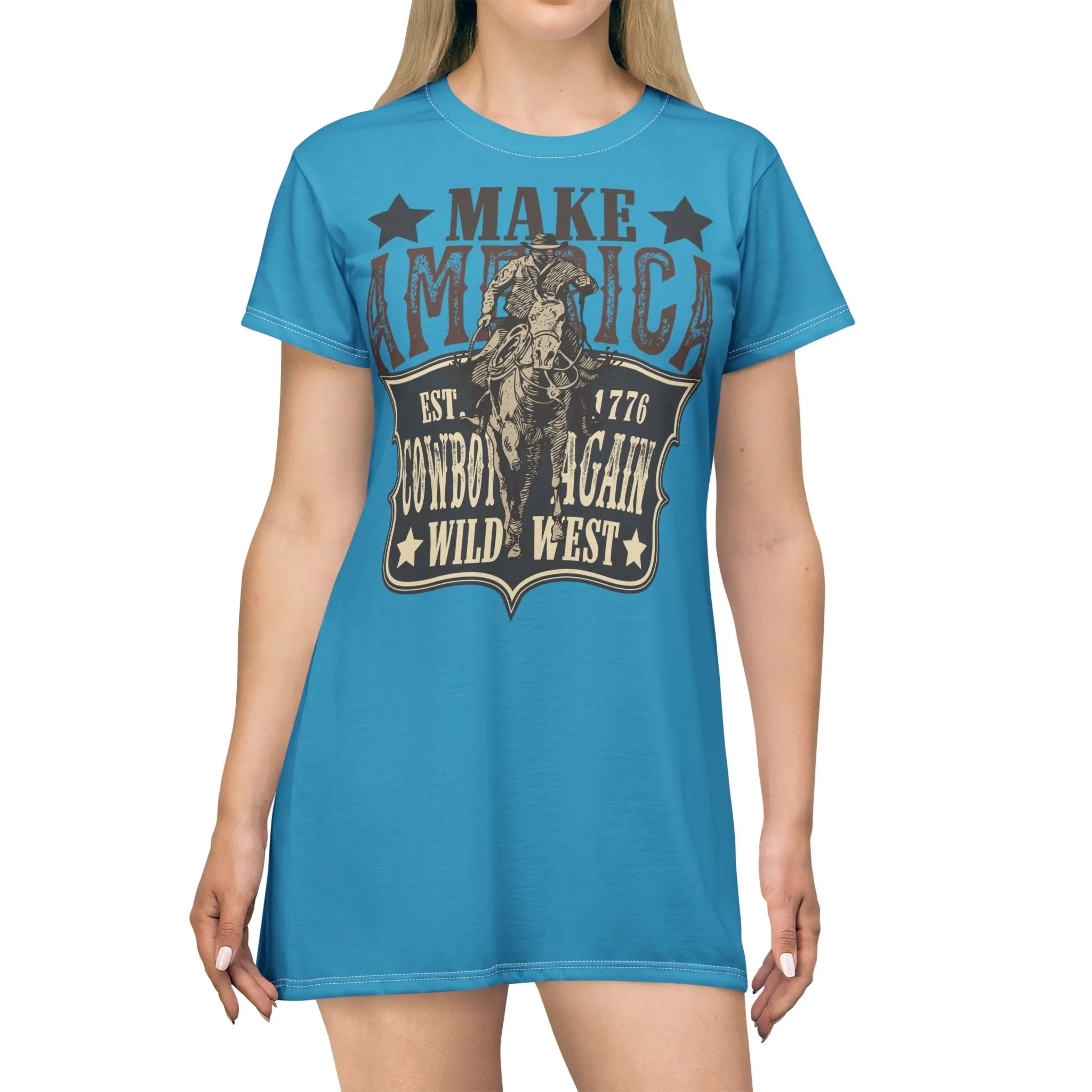 Make America Wild West T-Shirt Dress (AOP)