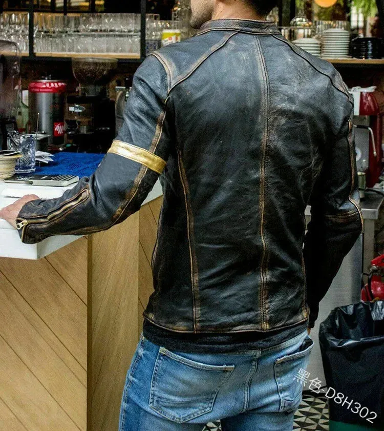 Men's Biker Jackets - Casual Leather Clothing, Fashionable Youth Stand-Collar Biker Jackets in Unique Styles, S-5XL